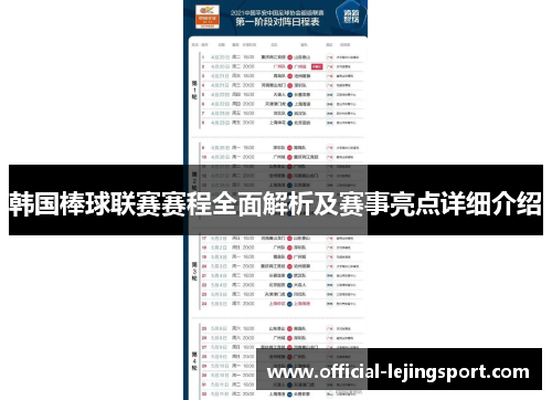 韩国棒球联赛赛程全面解析及赛事亮点详细介绍